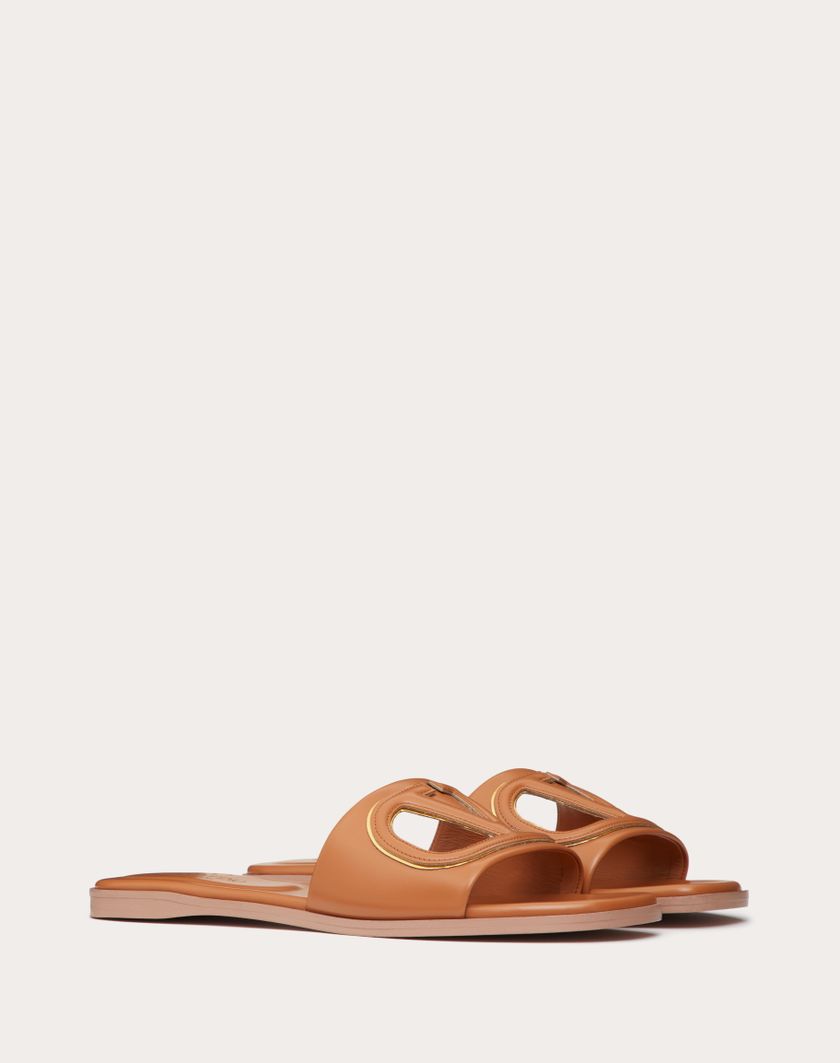 VLOGO CUT-OUT CALFSKIN SLIDE SANDAL - Image 1